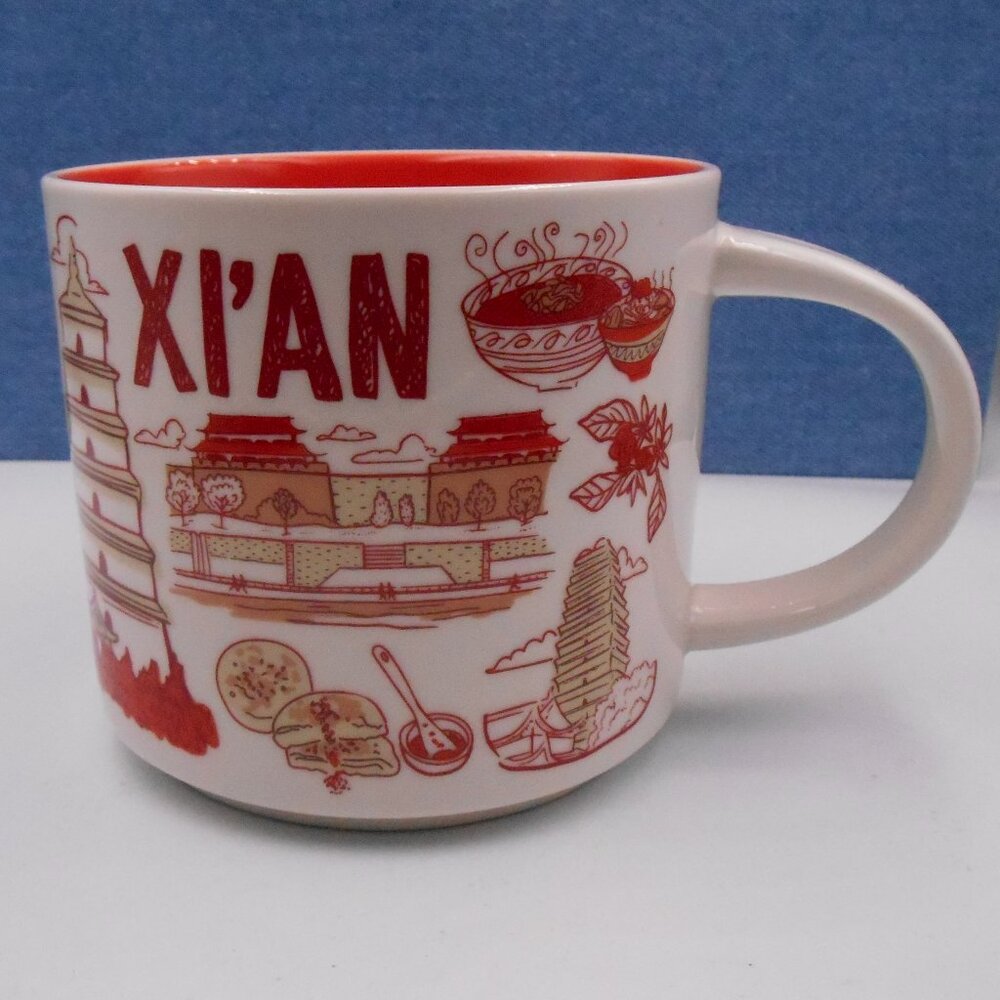 STARBUCKS 2023 BEEN THERE SERIES COFFEE MUG CUP XI'AN WHITE & RED COLLECTIBLE